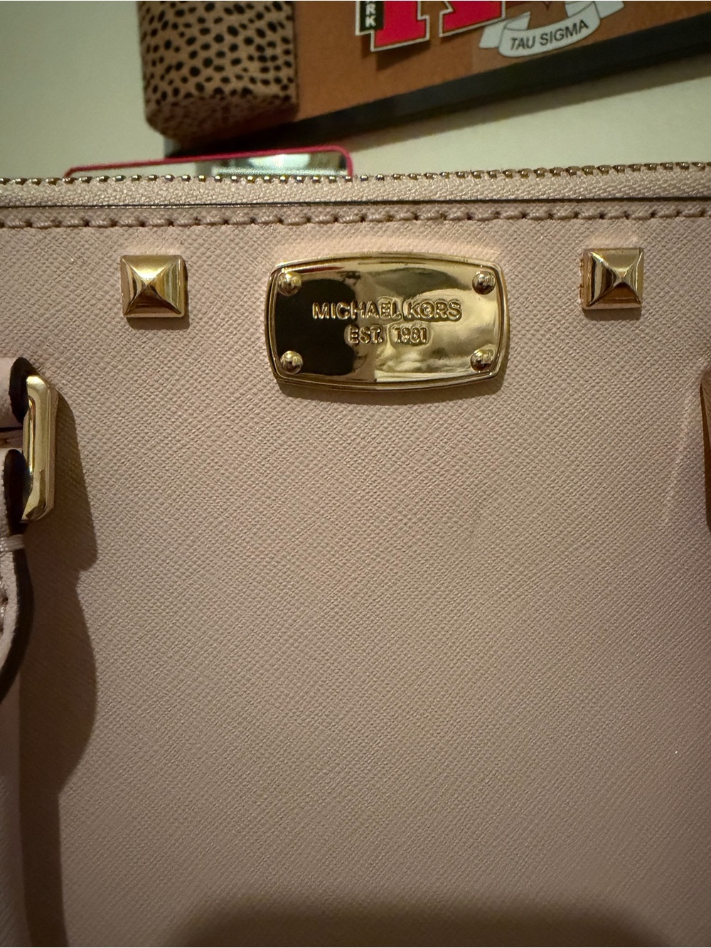 Michael Kors Light Blush Pink Saffiano Satchel with Gold Hardware